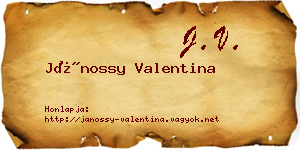 Jánossy Valentina névjegykártya
